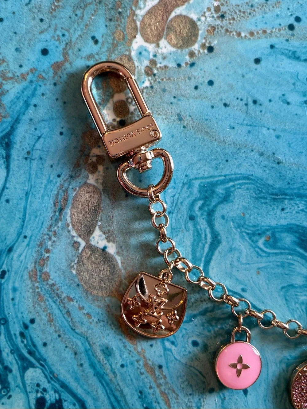 Louis Vuitton Rose Gold and Pink Charm Chain Accessory